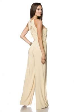 Beige zomer halter jumpsuit